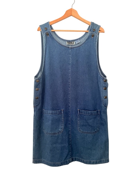 Vintage Dresses & Skirts - Vintage 90’s Denim Pinafore Grunge Cottagecore Pockets Jumper Dress Blue Size 14